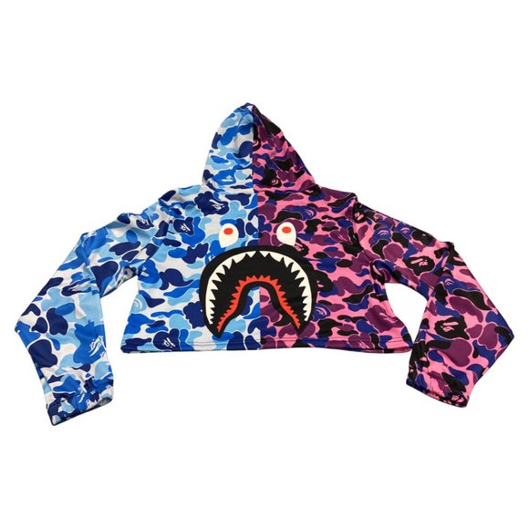 Blood Shark 3D Print Women's Cropped Hoodie Pullover Hooded Crop Top - Picture 2 of 4